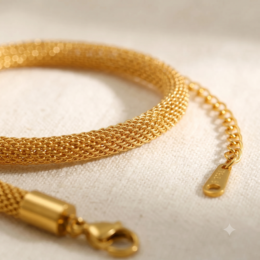 Daily Mesh Armband – Studioaufnahme, feines Gold-Armband