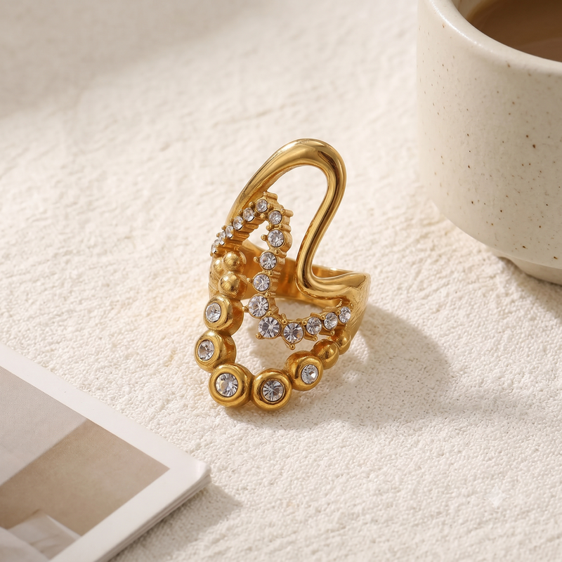 Mira Wave Ring – vergoldeter Wellen-Ring aus Edelstahl, Lunaswear